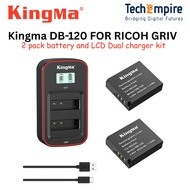 KingMa Camera Battery DB-120 DB120 and LCD Dual Charger Set for RICOH GRIV GR4 Camera