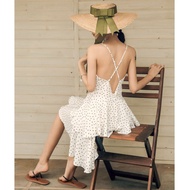 Migu - White Polka Dot Mini Dress ชุดเดรสสั้นลายจุดสีขาว