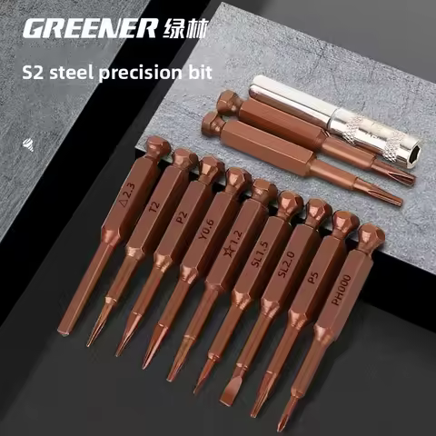 Green Forest Hexagonal Screwdriver Head Kit S2 Steel Magnetic Tool for Household Cross Word Detachme