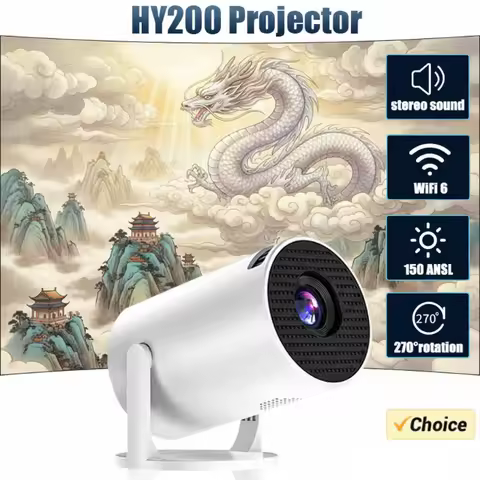 1080P Portable Projector HY200 New 270 Adjustable Angle Movie Projector for Phone Laptop TV Box Spea