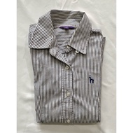 KEMEJA [preloved] Hazzys Golf Stripe Black and White Long Sleeve Women's Shirt