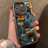 Creative Circuit Board Pattern Electroplate Silver IMD Case For Xiaomi Poco F6 F5 Pro F4 F3 GT C61 C