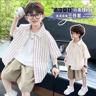 KEMEJA XB01 3IN1 STRIPED SHIRT SET SIZE 100-150
