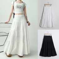 Korean Style White Skirt Baggy Skirt Kembang White Long Skirt Skirt Putih Black Skirt A Cut Retro Sk