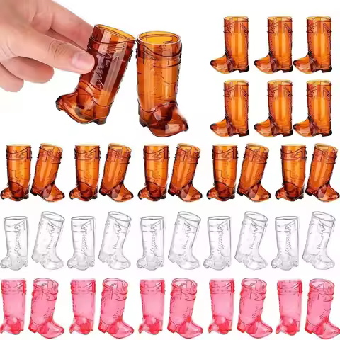 10Pcs 1 Oz Mini Cowboy Boot Shot Glasses Cowboy Glasses Western Cowboy Glasses for Cowboy Cowgirl Ba
