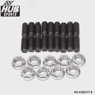 HUB sports - 9 x Turbo Stud & Lock Nut Kit M8x1.25 for Nissan Silivia Ball Bearing GT28R GT30R HU-CG
