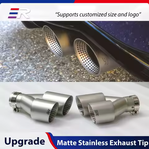 ER Car Decoration Exhaust Tips Frosted Matte Stainless Steel Double Outlet for GTI MK7 Golf7 Nozzle 