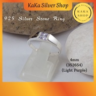 Original 925 Silver 4mm CZ Light Purple Stone Ring For Women | Perempuan Cincin Batu CZ Ungu Perak 925 | Ready Stock