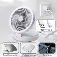 Edon Air Circulation Fan(7 inch) Auto Rotation Table Fan Wall Fan Rechargeable Fan with Nightlight