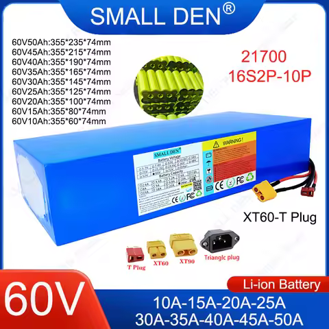 60V 50Ah 45Ah 35Ah 30Ah 20Ah 10Ah 21700 Li-ion battery pack 16S2P-10P With BMS 0-3000W For high-powe