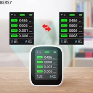 BERSY 8-in-1 Indoor Air Quality Monitor, Alarm Clock with NDIR Technology CO 2 Detector, Smart LCD D