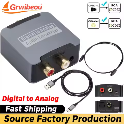 Digital To Analog Converter DAC Audio Optical Toslink SPDIF Coaxial Input To L/R RCA 3.5mm Jack Head