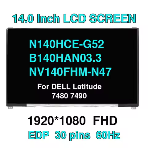 14" Laptop LCD Screen Replacement Panel Non-Touch N140HCE-G52 B140HAN03.3 NV140FHM-N47 LP140WF7-SPH1
