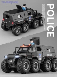 READY STOCK ◐✘ Large Boy Armored Car Toy Eight-Wheeled Police Car Alloy Simulation Off-Road Jeep 110