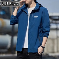 JEEP SPIRIT 1941 ESTD Outdoor Mens Jacket Hoodie UV Resistant and Waterproof Sports Mountaineering C