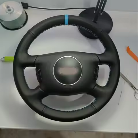 DIY Car Steering Wheel Cover Black Artificial Leather For Audi A2 (8Z) A3 (8L) Sprotback A4 (B5 B6) 