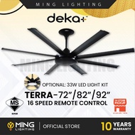 (Sirim) DEKA+ Ceiling Fan TERRA 72" 82" 92" Remote Control 7+7 Speed Turbo 8 Aluminium Blade Kipas S