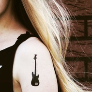 OhMyTat 音樂結他 Music Guitar 刺青圖案紋身貼紙 (2 張)