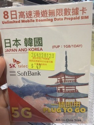 日本韓國 8日無限數據 SIM 卡