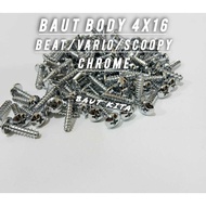 50/ 100 Pcs Honda Body Bolts 4x16 Chrome Vario/ ScoopyBEAT