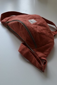 亞麻斜背包男女適用，腰包，帆布腰包，適合跑步或散步