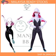 MANJA BB - Gwen Stacy Spidergirl Costume Kids Gwen Cosplay Girls Jumpsuits  Halloween Costumes for K