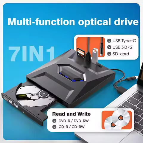 External CD/DVD Drive USB 3.0 Type C with TF/SD Card Port DVD Burner Optical Drive for Laptop Deskto