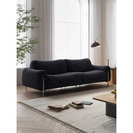 Sofa ruang tamu rumah tiga tempat duduk gaya Bauhaus dengan fabrik chenille berdesain garis lurus un