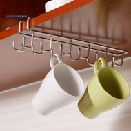 PEH-Tea Coffee Cup Holder Mug Metal Rack Under Shelf Board Hook Cupboard Organizer