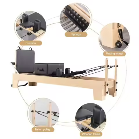 High Quality Wooden Reformer Pilates Machine Multifunctional Reformer Bed Pilates Reformer & Foldabl