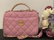 [大減價] ♡ ♡ Chanel Small Vanity Case with Handle 牛皮深粉紅盒子 / Chanel Vanity Box / 相機袋 相機包 Camera Bag