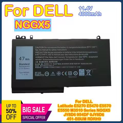 NGGX5 For Dell NGGX5 Latitude E5270 E5470 E5570 P23T P48G 6MT4T battery