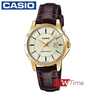 Casio Standard นาฬิกาข้อมือผู้หญิง สายหนัง รุ่น LTP-V004GL-9AUDF (หน้าทอง)