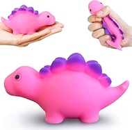 Stegosaurus Squishy Stress Balls Dinosaur Squeeze Toys, Stretchy Sensory Balls Fidget Toys, Calm and Relax with Animals Squish Ball, Squishy Toys for Kids and Adults (Pink)