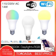 (WiFi2.4Ghz) (MOES/TUYA) Smart LED Light Bulb Dimmable Lamp 14W RGB C+W Color Changing Timing Save E