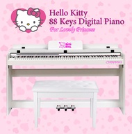 88 Keys Hello Kitty Piano Digital Piano Keyboard For Princess Full Size Key Multiple Functions 3 Pedals Electric Piano Two Seater Storage Bench High Quality Low Price Flip Piano Cover Piano Keyboard Piano 88 Keys Keyboard Good Quality Music Upright Piano