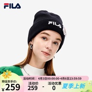 FILA 斐乐官方女子针织帽新款时尚保暖护耳休闲帽子女帽 正黑色-BK