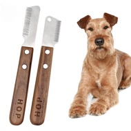 Professional Grooming Dog Comb Stainless Steel Wooden Handle Stripping Knife Pet Hair Remover Pluck 