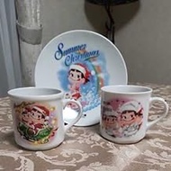 Peko-chan Poko-chan Christmas Cups, 2 Pieces, 1 Plate, Fujiya