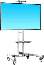 Tv Rack stand wall bracket White TV Stand on Wheels, 32/40/42/43/49/50/55/60/65 inch Flat TV, Floor Stand for Tradeshows/Office/Gyms/Bedroom, Load 45.5 kg TV Rack