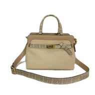 กระเป๋าถือ COACH Tate Carryall 29 Calf Colorblock Snakeskin 2WAY Shoulder Bag Horse and Carriage Bei