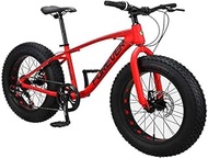 Fashionable Simplicity Kids Mountain Bikes 20 Inch 9-Speed Fat Tire Anti-Slip Bikes Aluminum Frame Dual Disc Brake Bicycle Hardtail Mountain Bike (Color : Red)