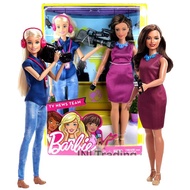 (Clear Stock) Barbie TV NEWS TEAM Set Reporter (Both) Original Copyright 1 With 5 Accessories FJB22 