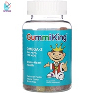 GummiKing Omega-3 DHA + EPA for Kids Strawberry Orange and Lemon, 60 Gummies