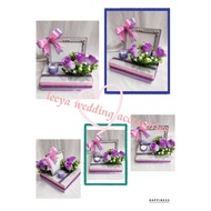 gubahan frame mas kahwin c/w bekas cincin (purple lavender pink)