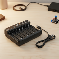 POWERKAN USB Charger for AA/AAA, LED Display Indicates Battery Status, Compatible with 1.2V NiMH/Cd 