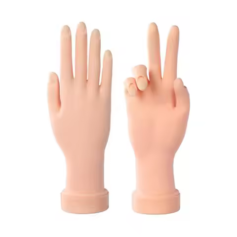 1Pair Plastic Mannequin for Nail Practice, Soft Model Hand, Flexible Mannequin, Training Tool for Ac