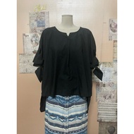 Japanese women's black shirt with bow sleeves, loose form a49