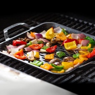 美國LODGE 主廚系列 美國製雙耳方形鑄鐵沖孔燒烤盤-28cm LC11SGT