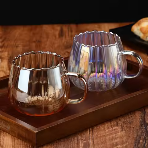 400ml Pumpkin Shaped Glass Cups High Borosilicate Glass Coffee Tea Drinks Dessert Breakfast Glasses 